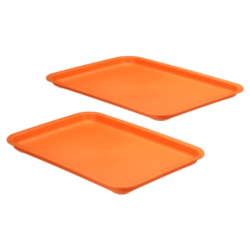 PATIKIL 12x9 Rápida Comida Bandeja, 2 Paquete Plástico Reutilizable Multiuso Rectángulo Servicio Bandeja para Cafetería Restaurante Casa Cocina, Naranja