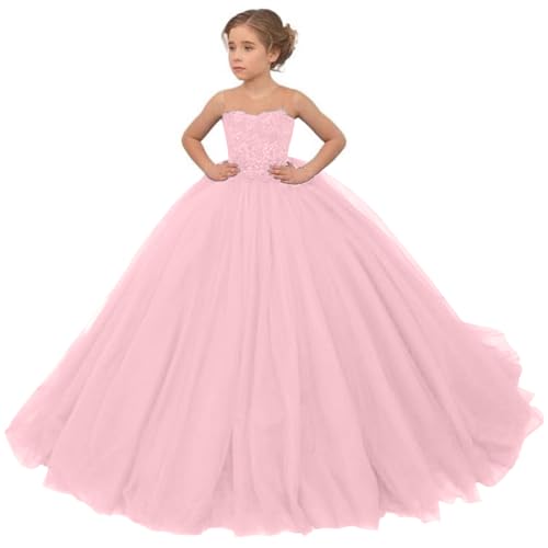 Tulle Flower Girl Dresses for Wedding Lace Appliques Formal Pageant Girls Ball Gown Kids First Communion Dress for Girls
