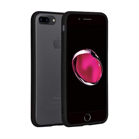 AlphaCell Translucent Matte Bumper Case for iPhone 8 Plus / 7 Plus, Protective Frosted Slim Fit Ultra-Thin Cover, Shockproof Drop Protection with Soft TPU Edges and Hard PC Back | Black Cover