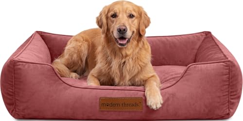 Image of Modern Threads Luxury Dog Bed - Comfortable Tufted Velvet Cushion for Small to Large Dogs - Machine Washable - Durable & Cute Sleep Space for Pets - Pamper Your Pet with Cozy Beds - Rosewood