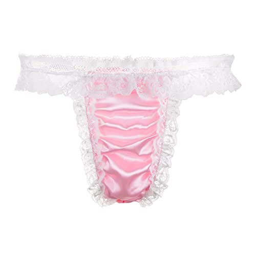 Satini Men's Satin Frilly Sissy Thong Tanga Knickers Briefs Panties2