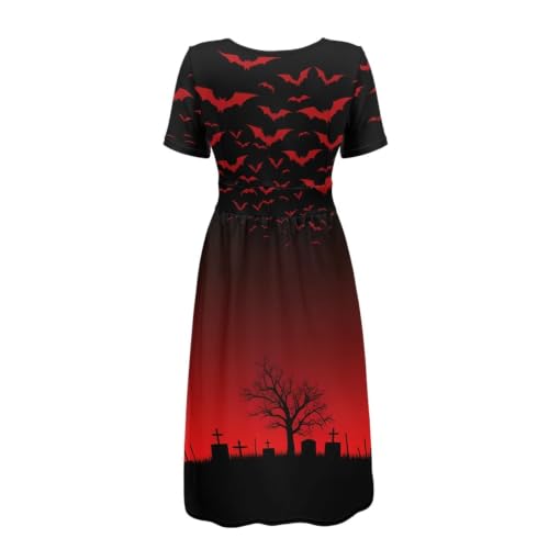Image of Women's Summer Dresses Short Sleeve Formal Dresses with Pockets