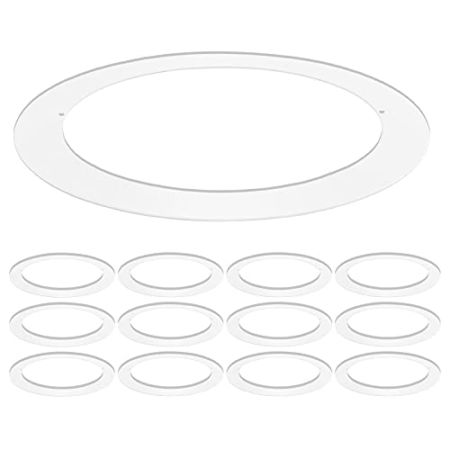Luxrite 12 Pack White Goof Trim Ring for 5/6 Inch Recessed Lights and Ceiling Light Fixtures Outer Diameter 8 Inches Inner Diameter 6.14 Inches Metal Construction Cover Damaged or Messy Ceilings
