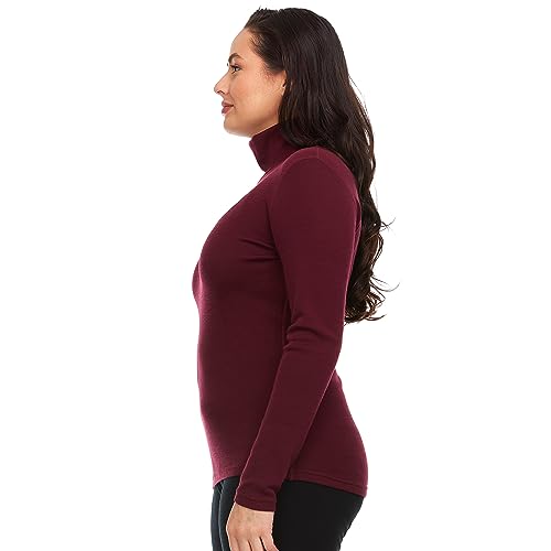 Image of 100% Merino Wool Womens Long Sleeve Midweight Turtleneck - Warm Sweater - Fold-Over Turtleneck