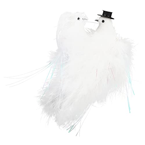 Toyvian 1 Paire Modèle De Pigeon Ornement Photo Ornements De Maison Décor De Mariage Colombe De La Paix Collection Faune Oiseau Miniature Décor Animal Extérieur Adorable Couple Colombes
