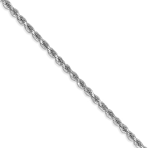 Black Bow Jewelry 2.25Mm, 14K White Gold, Diamond Cut Solid Rope Chain Necklace, 18 Inch #TOP19