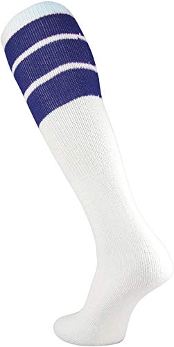 TCK Retro 3 Stripe Tube Socks (Navy, Large)