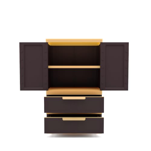 Image of Nilkamal Freedom FMDR2BE Plastic Wardrobe for Storage |3-Year Warranty|Clothes Cupboard with Shelves & Utility Drawers|Almirah for Home, Living Room, Bed Room|Adults & Kids|Weather Brown /Biscuit