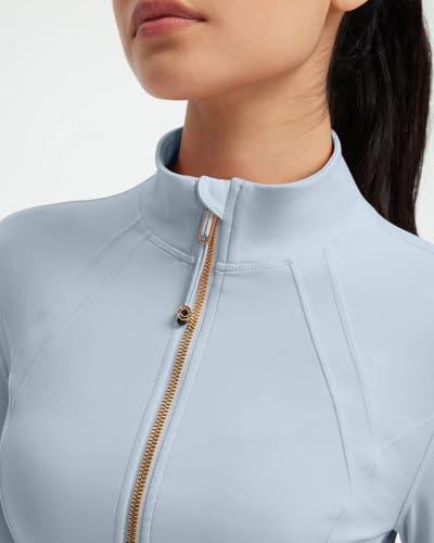 Image of SUUKSESS Women Golden Full Zip Up Workout Cropped Jackets Lightweight Athletic Yoga Tops