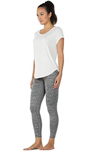 Image of icyzone Open Back Yoga Shirts for Women - Exercise Workout Tops, Athletic Short Sleeves, Running T-Shirts Loose Fit