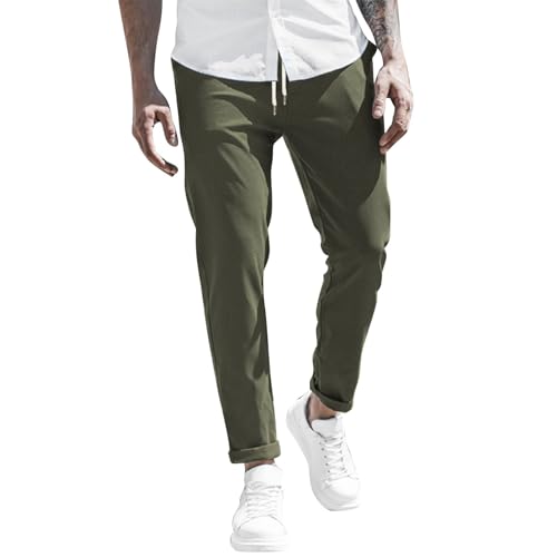 Sweatpants for Men Mens Slim Joggers Elastic Waist Tapered Fit Skinny Leg Workout Pants with Pockets Elastic Waist Pantalones Deportivos para Hombre (Army Green,Medium)