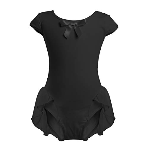 FYMNSI Baby Girls Cap Sleeve Leotard Cute Tutu Skirted Dress for Ballet Dance Gymnastics Black