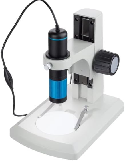AmScope UTP5100B 5.0MP Continuous Parfocal Zoom USB Handheld Digital Microscope - 28X-220X Magnification, Track-Stand, Professional 5MP CMOS Sensor, Variable LED Ring Light, Windows/Mac Compatible