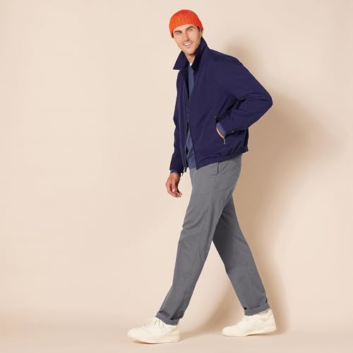 Amazon Essentials Herren Knitterfreie Flatfront-Chinohose in schmaler Passform, Dunkelgrau, 34W / 34L