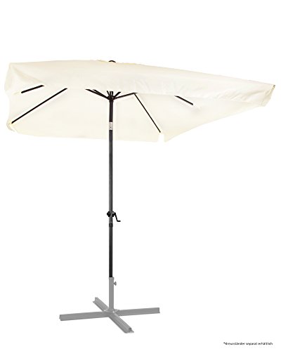 Ondis24 Marktschirm 3x2 Meter Sonnenschirm rechteckig mit Volant, Knick-Gelenk, Kurbel, Gestell aus Stahl, UV 50 (Beige)