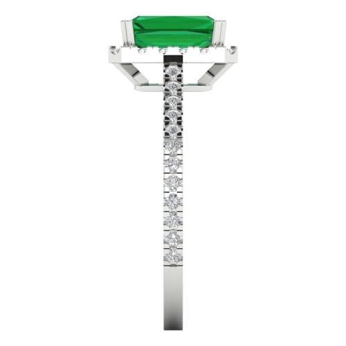 1.86 ctw Emerald Cut Solid Gold Engagement Ring for Women - 14K White Gold - Simulated Emerald Wedding Promise Ring for Her3