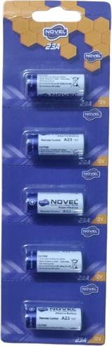 NOVEL A23 12V Alkaline Battery Pack of 5 | Model 23A Batteries for Doorbells, Remote Controls, Wireless Sensors, Security Devices and Electronic Accessories-image-40
