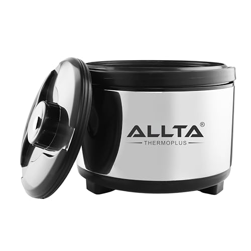 Image of ALLTA Stainless Steel Casserole 10 Litre | Large Family Size Double Wall Insulated Hot Pot & Roti Box | Keeps Food Hot upto 8 Hours | Airtight, Leakproof | Ideal for Parties & Bulk Serving (10000ml)