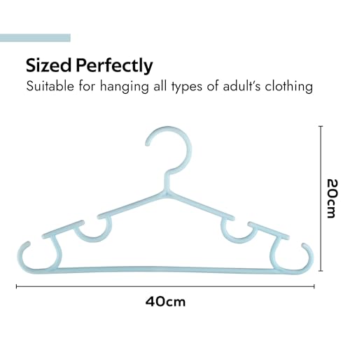 Image of Kuber Industries Pack of 40 Hangers | Multi-Purpose Hangers for Wardrobe-Almirah-Cabinets-Closet | Plastic Cloth Hanger for Trouser-Skirts-Coat-Dresses-Ties | 103 | White & Sky Blue
