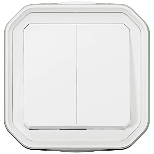 Legrand - Commande pour fonction double interrupteur ou va-et-vient 10A ou poussoir 10A étanche Plexo complet pour montage en apparent blanc