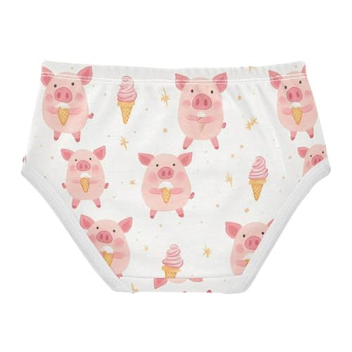 Wusikd Cute Pink Piggy Girls' Underwear Cotton Ice Cream Girls Briefs Soft Toddler Underwear 2T2