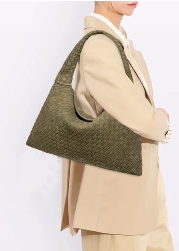Slouchy Woven Suede Hobo Bags Women Trendy Suede Purse Crossbody Crescent Shoulder Satchel Work Bag Top Handle Tote Handbag3