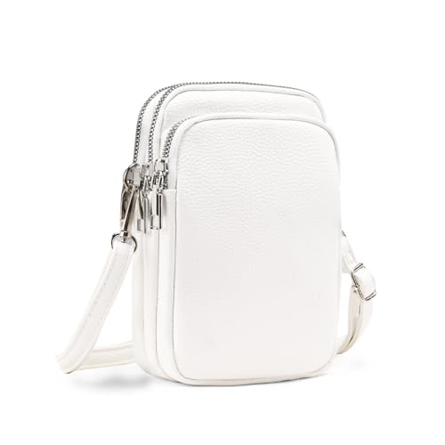 SCOFY FASHION Soft PU Leather Messenger Small Phone Crossbody Bags for Women Travel Work Purses and Handbags White