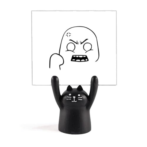 Support de mémo chat noir en colère porte-note métallique et range-courrier design