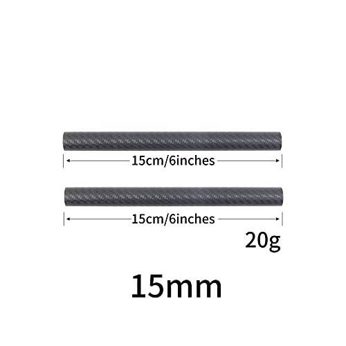 Image of FocusFoto 15mm Carbon Fiber Rods 15cm /6inch Length for 15mm Rod Rail Support System DSLR Camera Rig (Pack of 2)