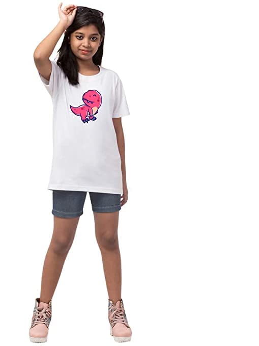 Image of T-Shirt Combo for Boys and Girls Half Sleeves Animal Print Modern New Casual Round Neck Cotton Regular Fit White