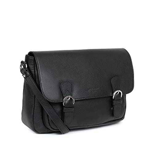 Hexagona Sac Gibeciere en cuir Ref 55614 Noir 35 * 1