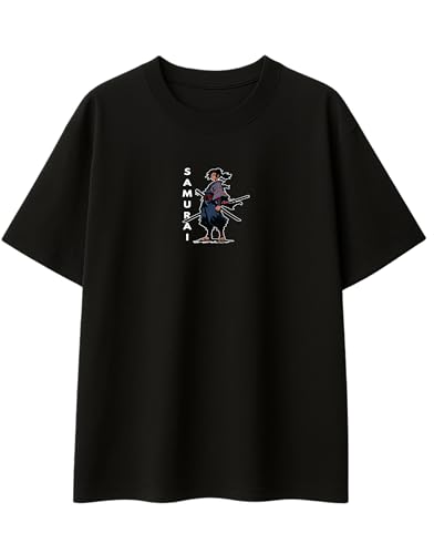 Image of Samurai Warrior Oversized T-Shirt for Kids 4-17 Years | Anime Samurai Front & Back Print | Boys & Girls Cotton Casual Tee