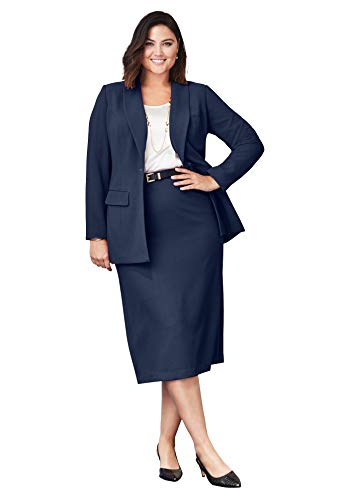 Jessica London Women\'s Plus Size Single-Breasted Skirt Suit Set - 18, Navy