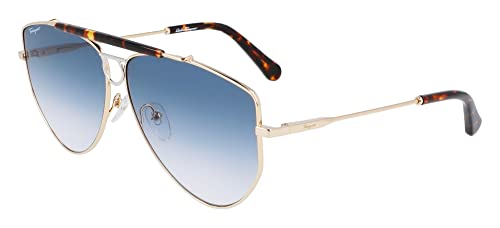 Image of Salvatore Ferragamo SF241S Sunglasses, 790 Yellow Gold/Blue, Numeric