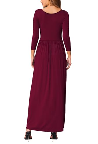 Image of EUOVMY Women's Long Sleeve Loose Maxi Dresses Casual Long Dresses with Pockets