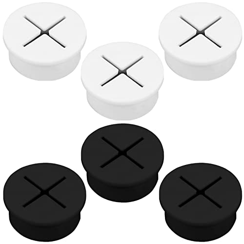 HSKIXNBGYLTAT 25mmø Runde Kabeldose Abdeckung 6 Stück Kabeldurchführung Schwarz Für Schreibtisch Flexible Tisch Kabeldurchlass Computertisch Arbeitsplatten Möbel Cover