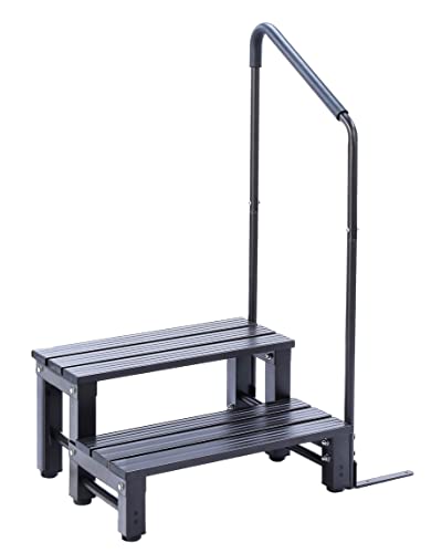 Living Out Aluminum Step Stand with Handrail 2 Tiers