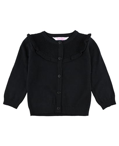 RuffleButts Black Sweater Knit Ruffle Trim Cardigan - 18-24m