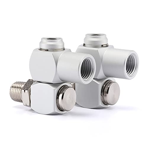 AIRTOON 1 4  NPT 360 Degree Swivel Air Hose Connector, 1 4 Inch Industrial Swivel Air Fittings, 2 Pieces 360° Air Compressor Connectors Set
