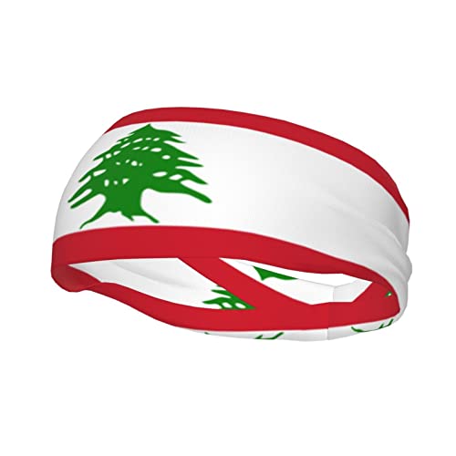 Flag of Lebanon Sports Headbands Lightweight Hairband Stretchy Moisture Wicking Workout Sweatbands for Men Women