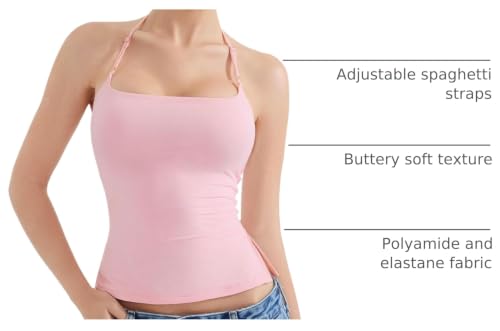 SUUKSESS Women Halter Double Lined Fitted Tank Tops Backless Going Out Camisole Crop Tops (Blush, XL) by SUUKSESS - Used condition - US$16.78