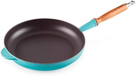 Le Creuset Signature Cast Iron Frying Pan With Large Frying Area and Cool-Touch Wooden Handle, For All Hob Types, 24 cm, Cerise, 200582406