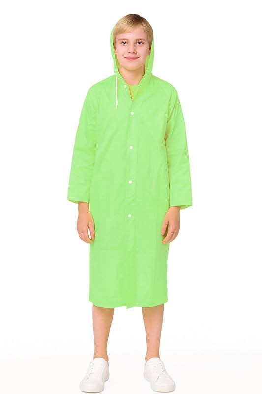 Image of Kids School Raincoat for Boys & Girls | PVC Lightweight Hooded Long Rainwear with Pockets | Suitable for School
