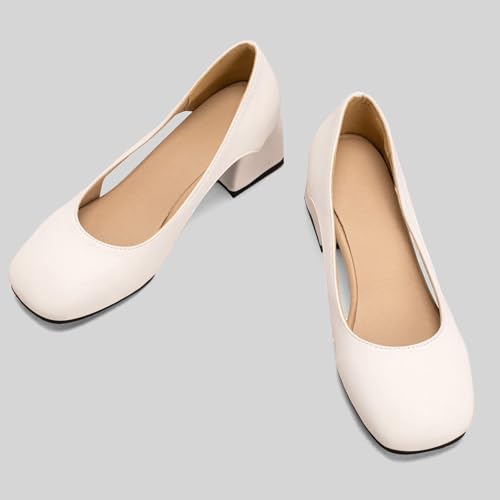 Women's Pumps Closed Toe Chunky Block Square Toe Low Heels Work Shoes Casual Daily Wear Slip On Dress Shoes3