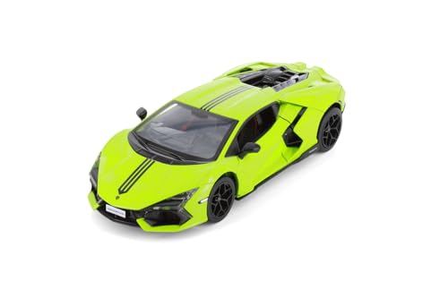 Lamborghini Revuelto Hardtop escala 1:24 verde con rayas negras miniatura 1
