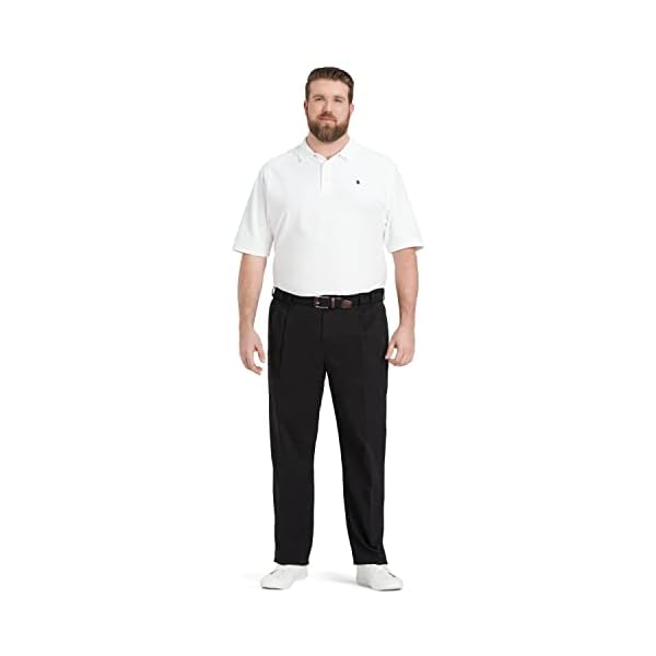 Izod Men's Big and Tall Performance Stretch Pleated Pant, Black, 54W x 30L - Image 4