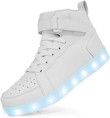 LED Light Up Shoes Unisex High top Sneakers Flashing Shoes for Women Men Teens with USB Charging Glowing Luminous Shoes White