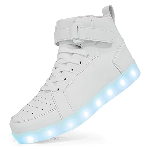 LED Light Up Shoes Unisex High top Sneakers Flashing Shoes for Women Men Teens with USB Charging Glowing Luminous Shoes White