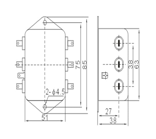 Filtro trifásico DL-10EB de 10A para control de interferencias 2