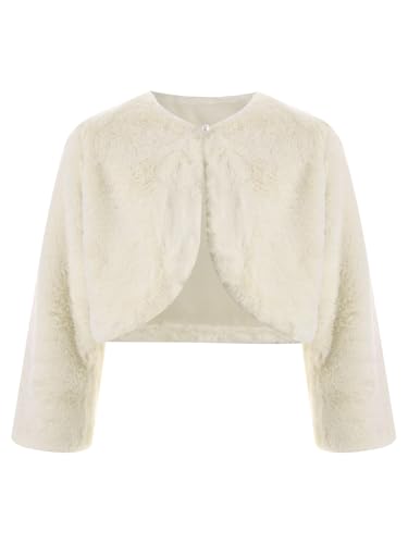 Hularka Flower Girl Faux Fur Cape Bolero Shrug Cardigan Coat Wedding Party Sweater Jacket Shawl Cover Up Outwear